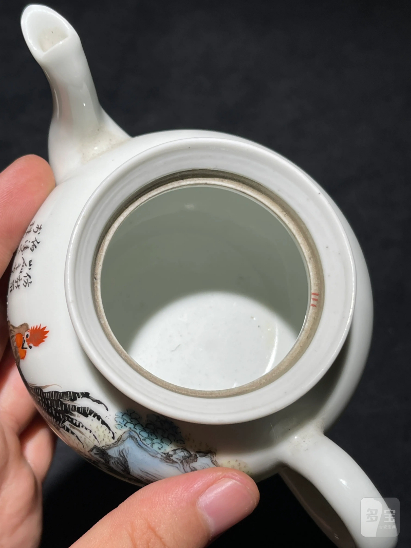 民国 毕伯涛画粉彩大吉图执壶 - 图9